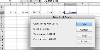 Goal Seek Status screen in Excel