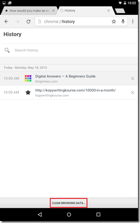 Clear Browsing Data in Android