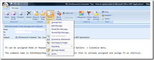 Recall this message in Outlook 2007