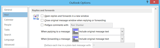 Change Outlook Folder Font Size