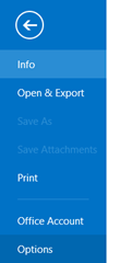 Options in Outlook 2013 and Outlook 2010