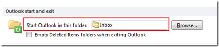 Start outlook 2013 and Outlook 2010 with this folder