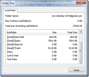 Folder Size in Outlook 2010