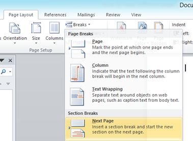 Insert Page Breaks Word 2010