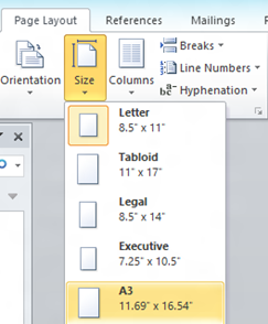 Change Page Size in Word 2010