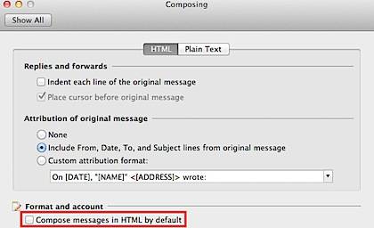 HTML message format in Outlook 2011 for Mac