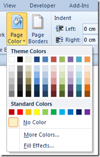 Page Colour in Word 2010