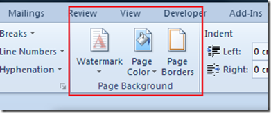 Page Background Section in Word 2010