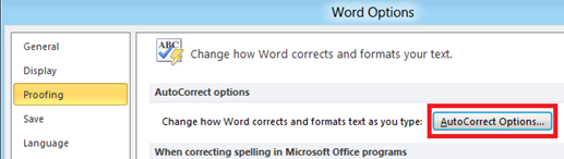 how to turn on autocorrect in word 2010