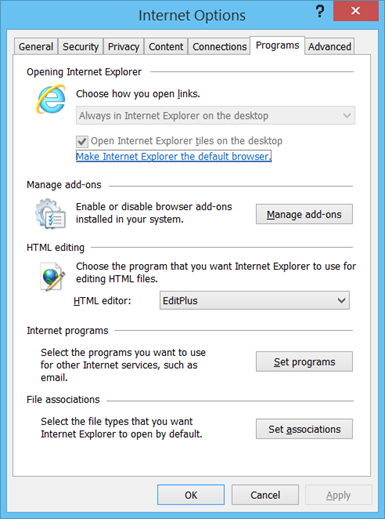 set internet explorer as default