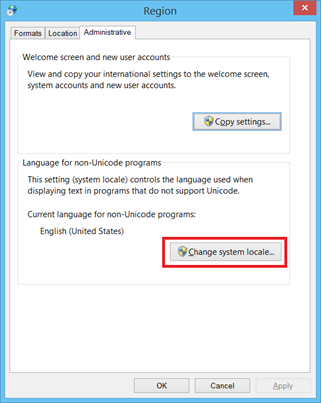 Change system locale on Windows 8.1