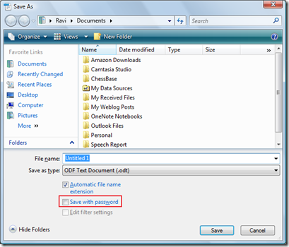 How to password protect a Open Office document – Ravi Shankar