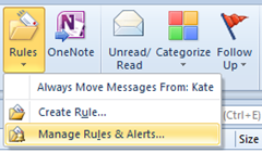 Manage rules in Outlook