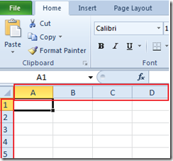row and column headers in Excel 2013 and Excel 2010