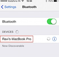 Bluetooth Paired device name on iPhone