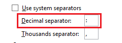 Use System Separators - Excel 2013 and Excel 2010