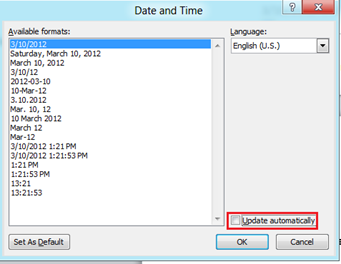 make date automatically update microsoft word