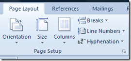 Page Layout Menu in Word 2013 and Word 2010