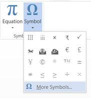 More Symbols in Word 2013